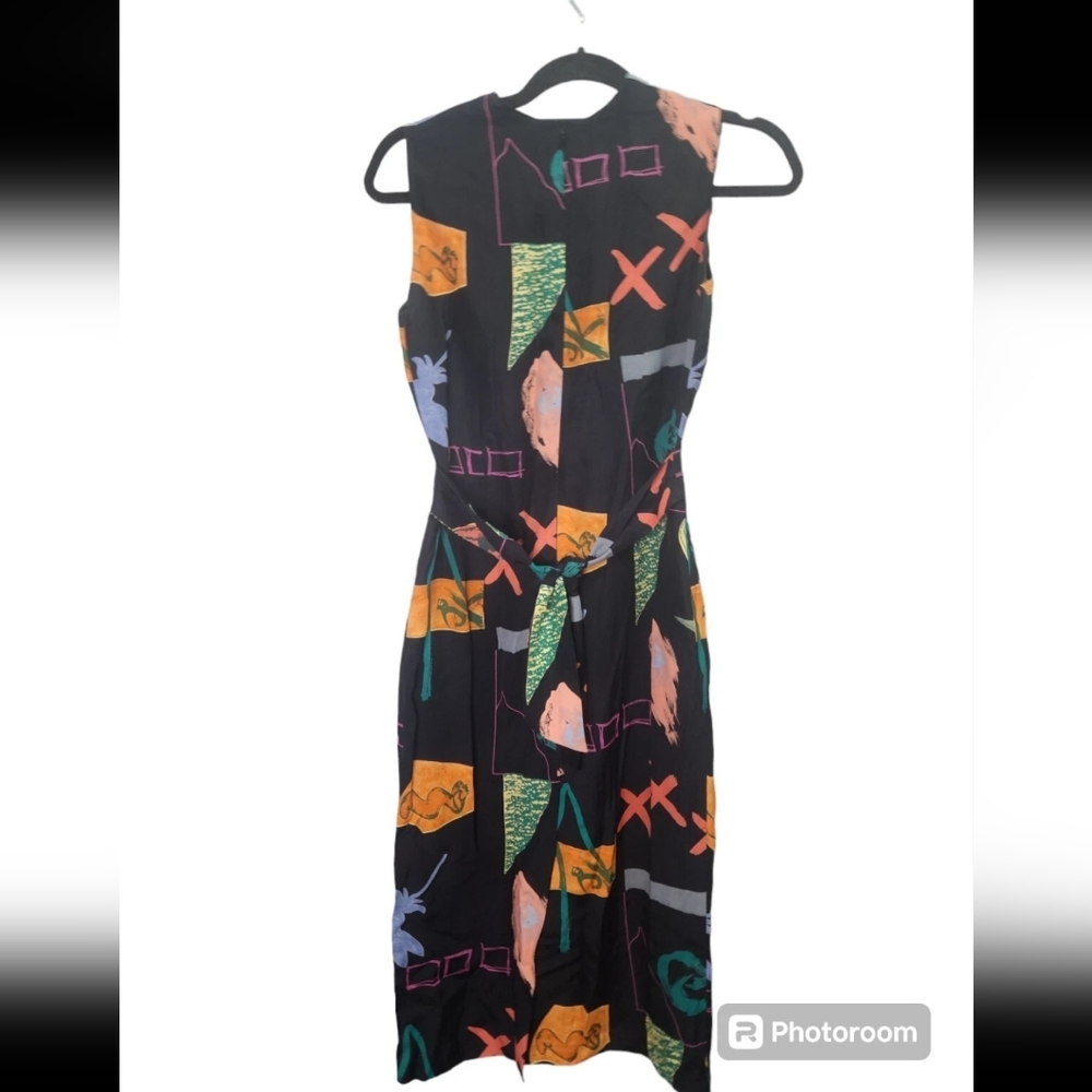 VTG Joanie Char Geometric Floral Dress Floral With Tieback SZ.2 - Picture 2 of 3